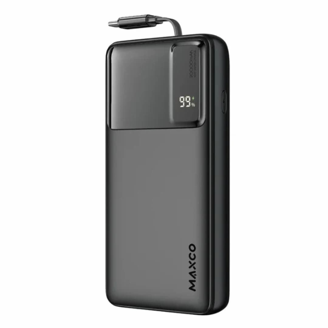 Maxco MP42 Wired Power Bank with Built-in Cables , 20000 mAh 1 Ports , Black
