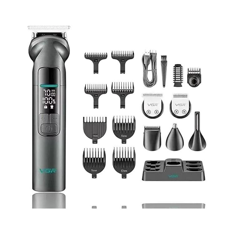 VGR Rechargeable Hair Clipper with Attachments , Black - V-096