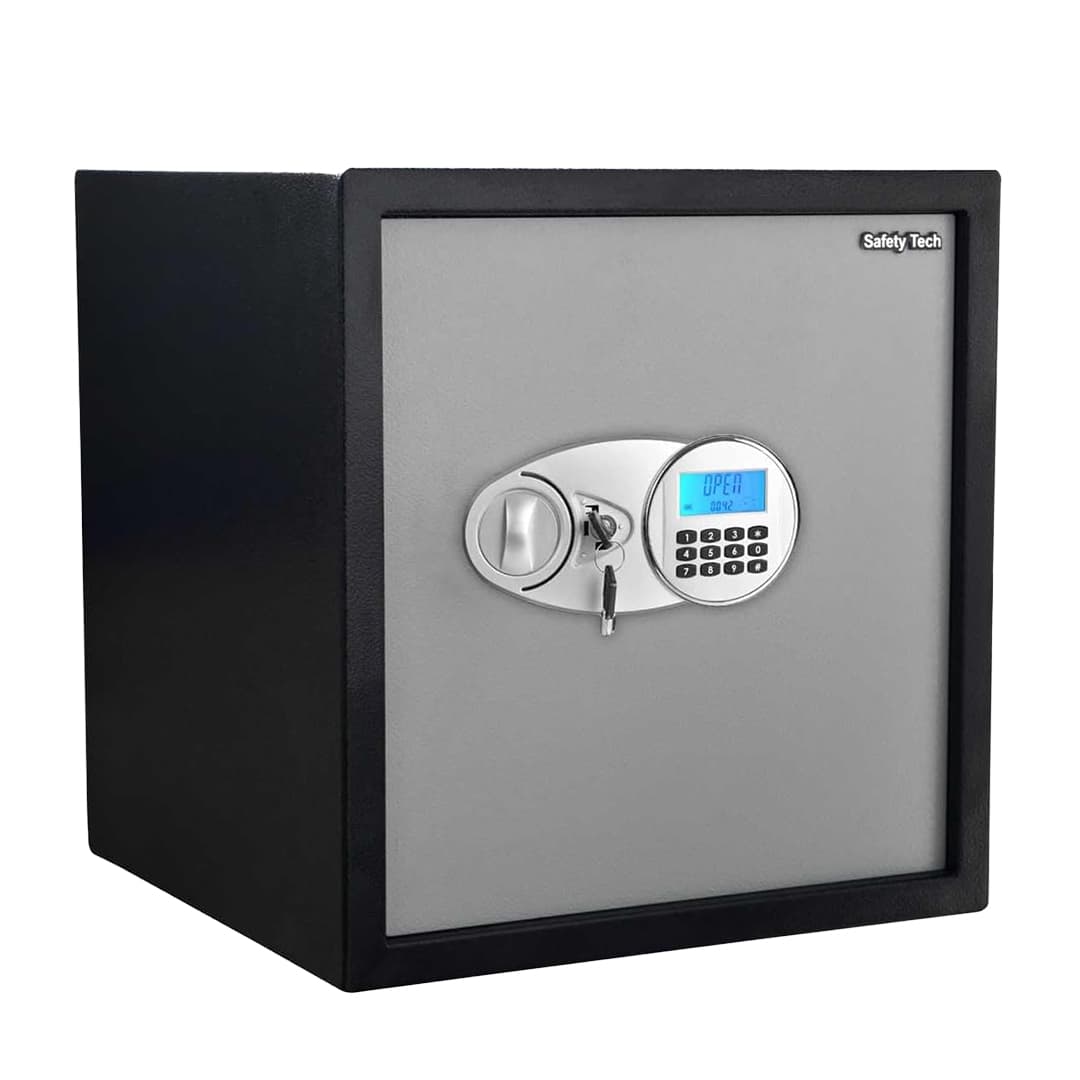 Safety Tech Digital Electronic with Key Lock Safe Box ,16 Liter ,Black Grey - GN40 EID3