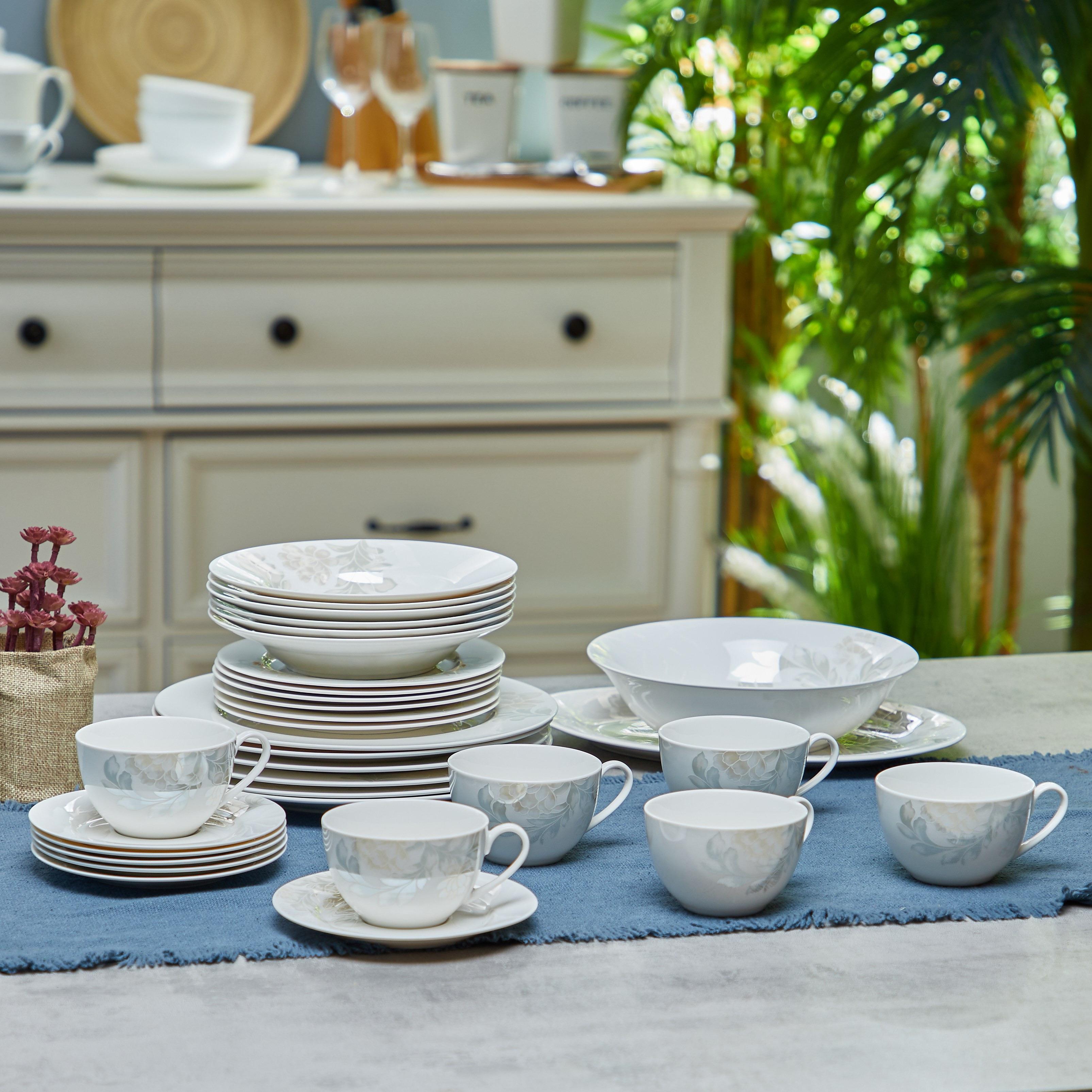 Evanesce 32-Piece New Bone China Dinner Set - Serves 6