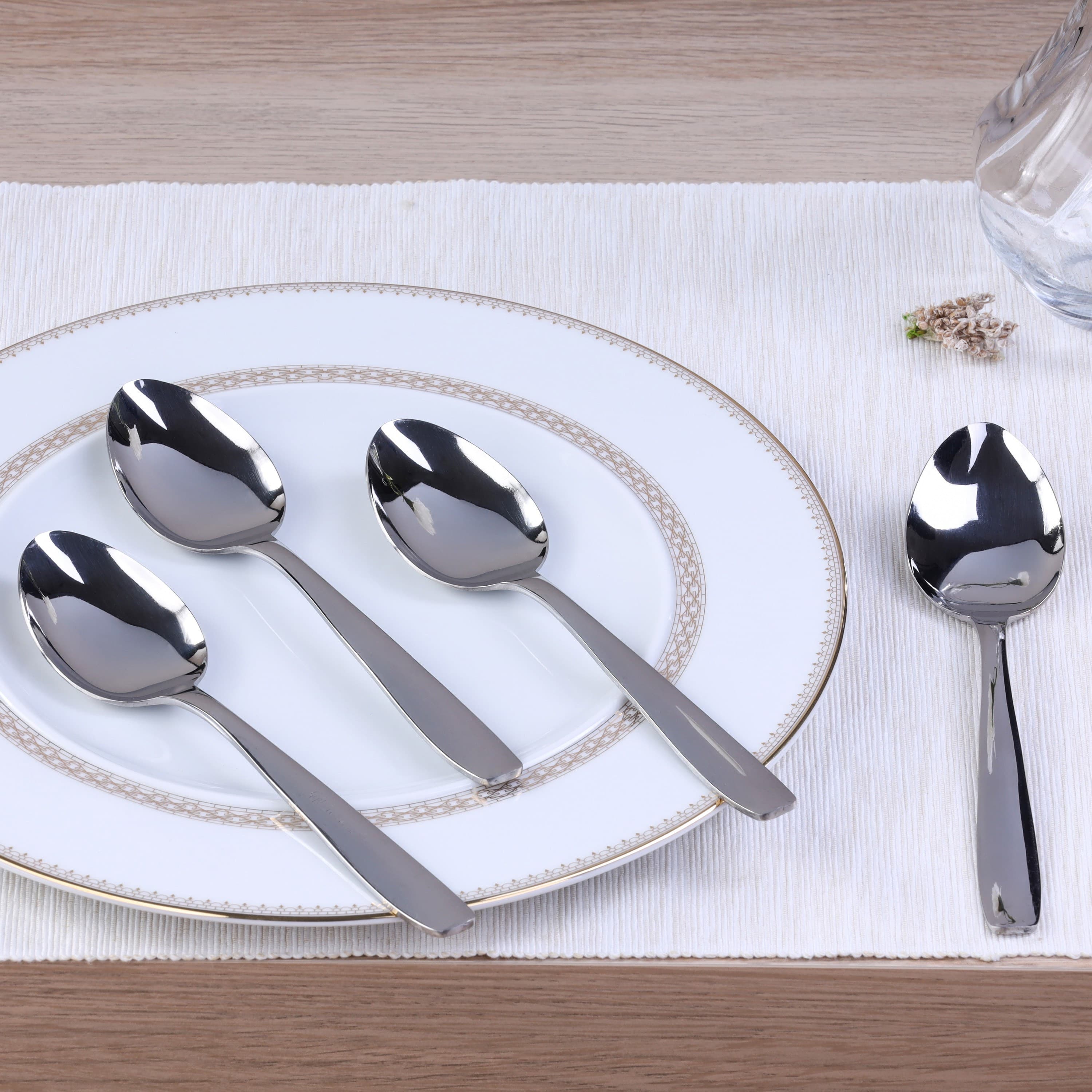 Stainless Steel Spoon - Set of 4 Spoons, Forks & Knives