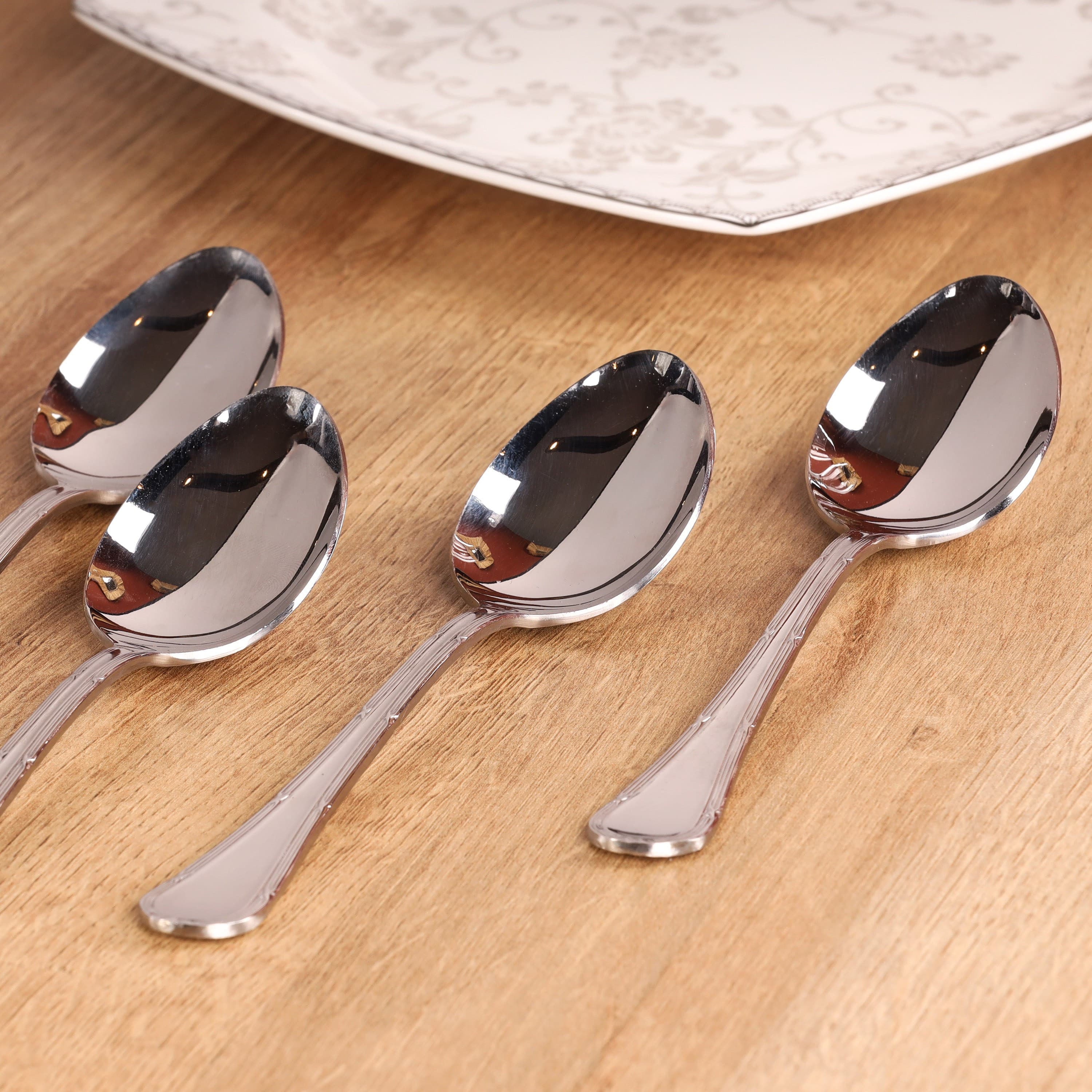 Stainless Steel Spoon - Set of 4 Spoons, Forks & Knives