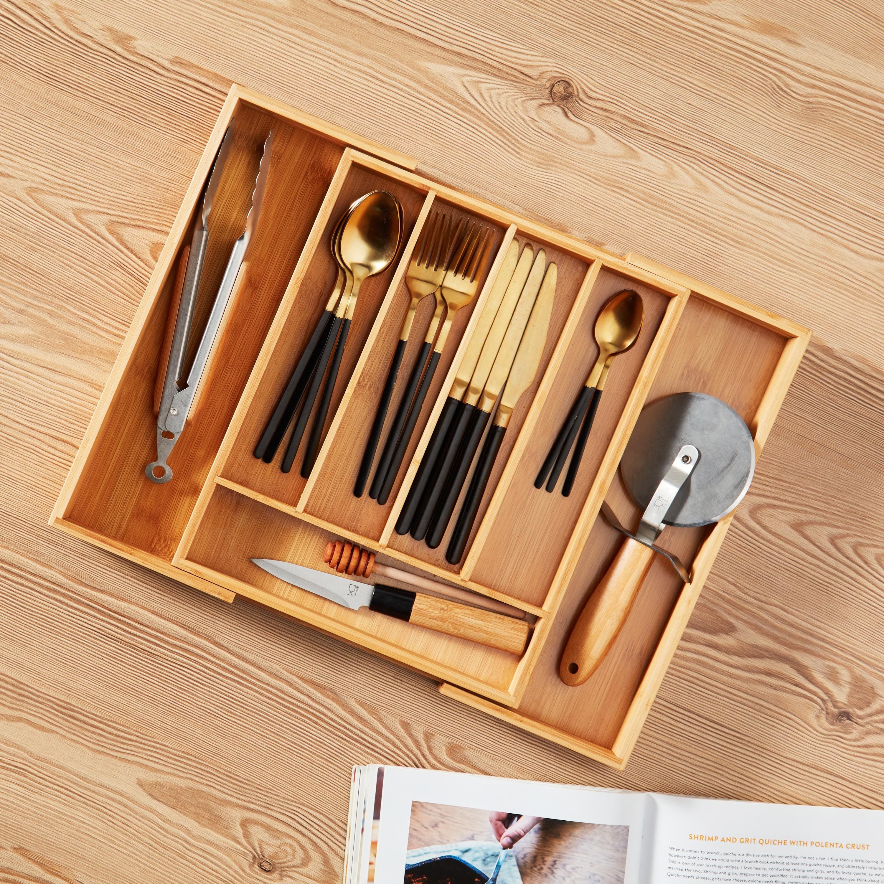 Asasaa Extendable Cutlery Tray Kitchen Organising
