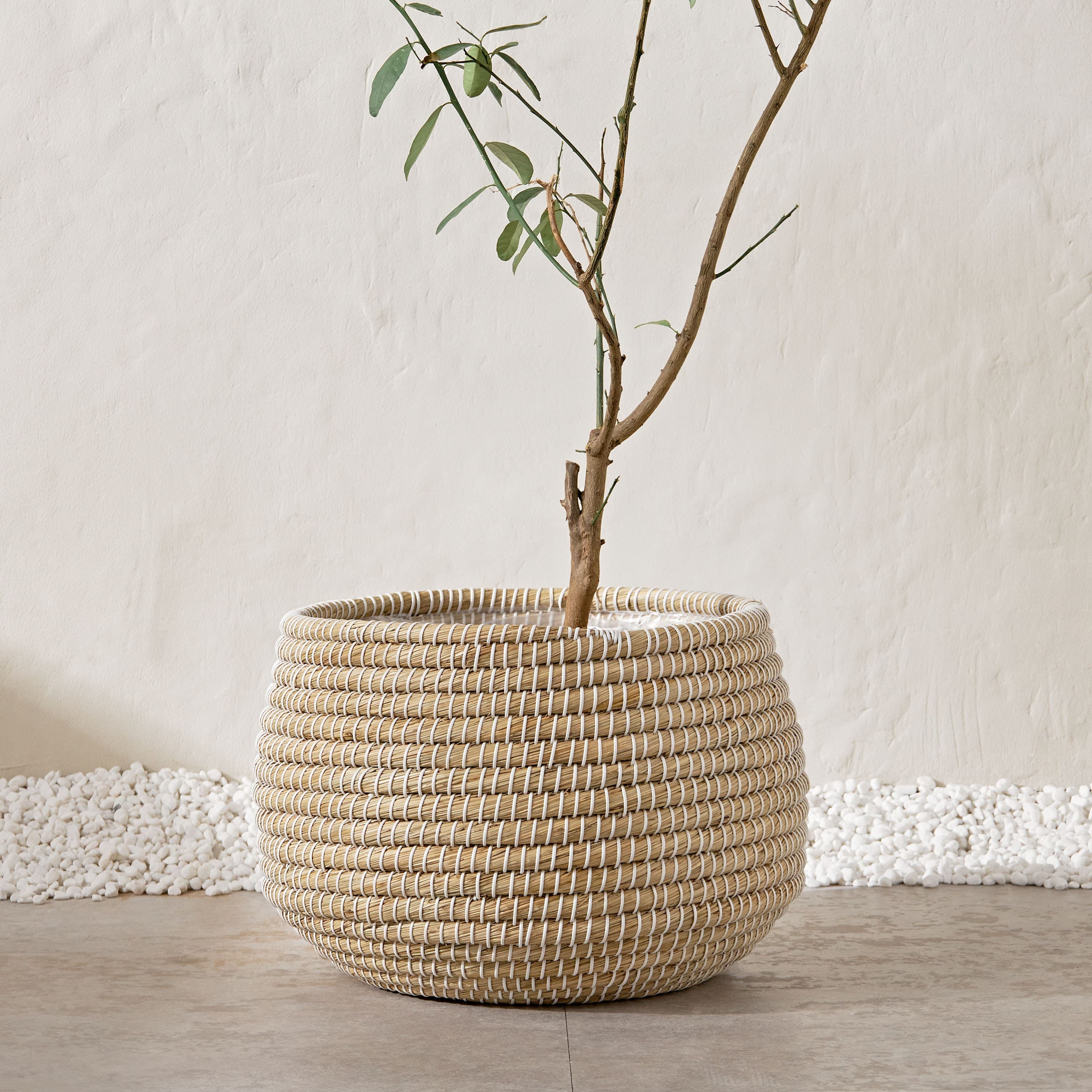 Trogir Natural Grass and Paper Planter - 36 cm Pots & Planters