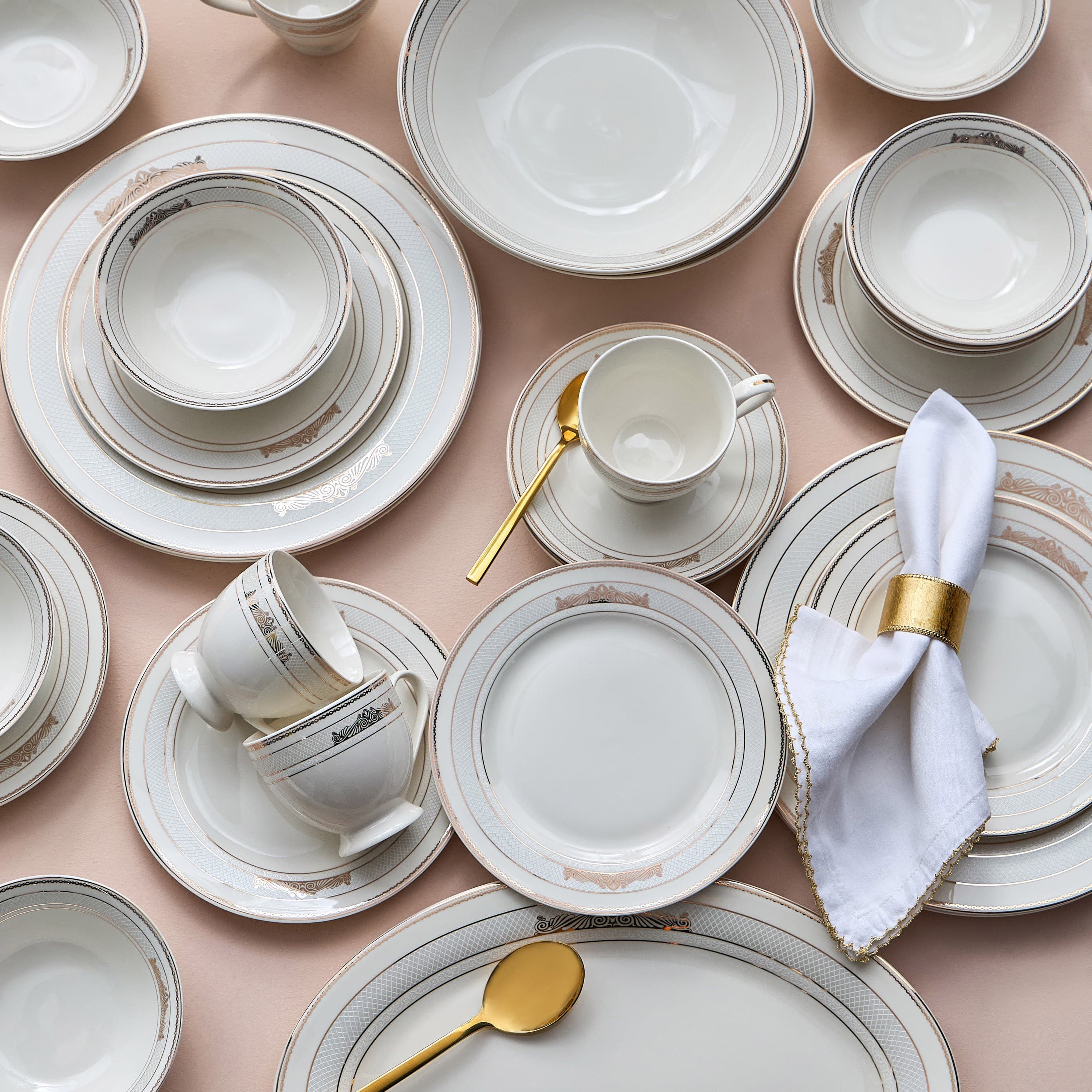 Dana 44-Piece New Bone China Dinner Set - Serves 8