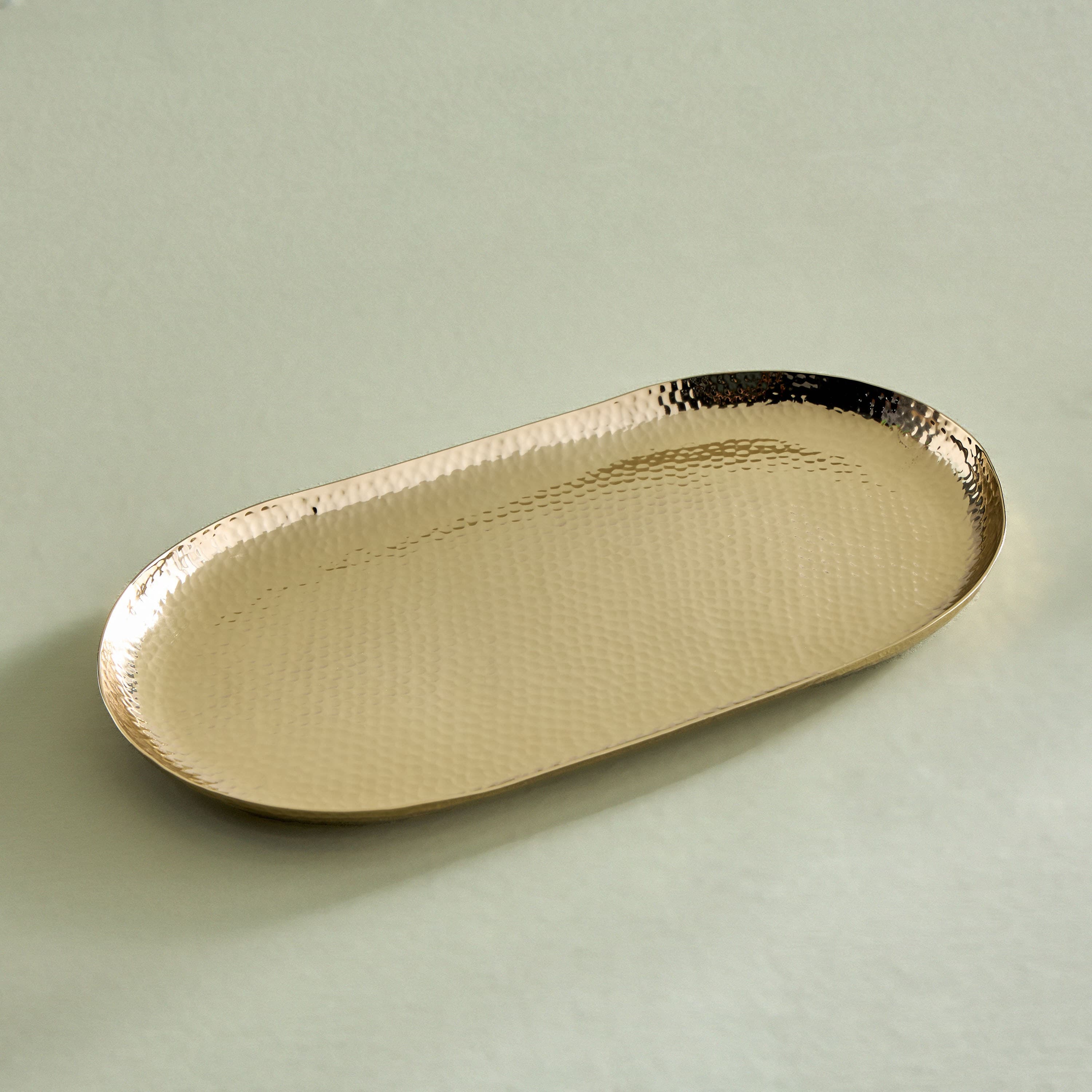 Hammered Decorative Tray - 34 cm Towel Trays and Platforms