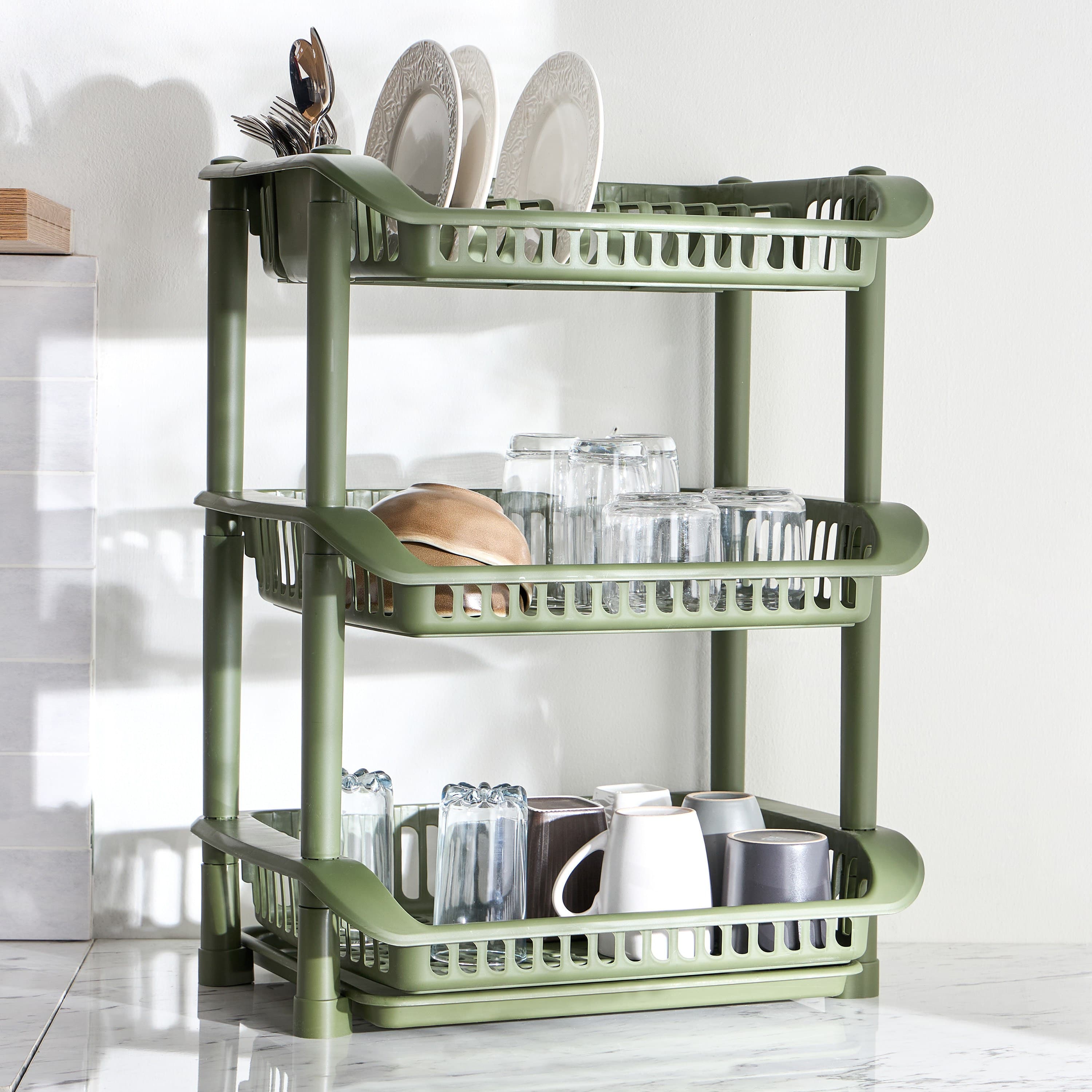 Cedar 3-Tier Dish Rack Kitchen