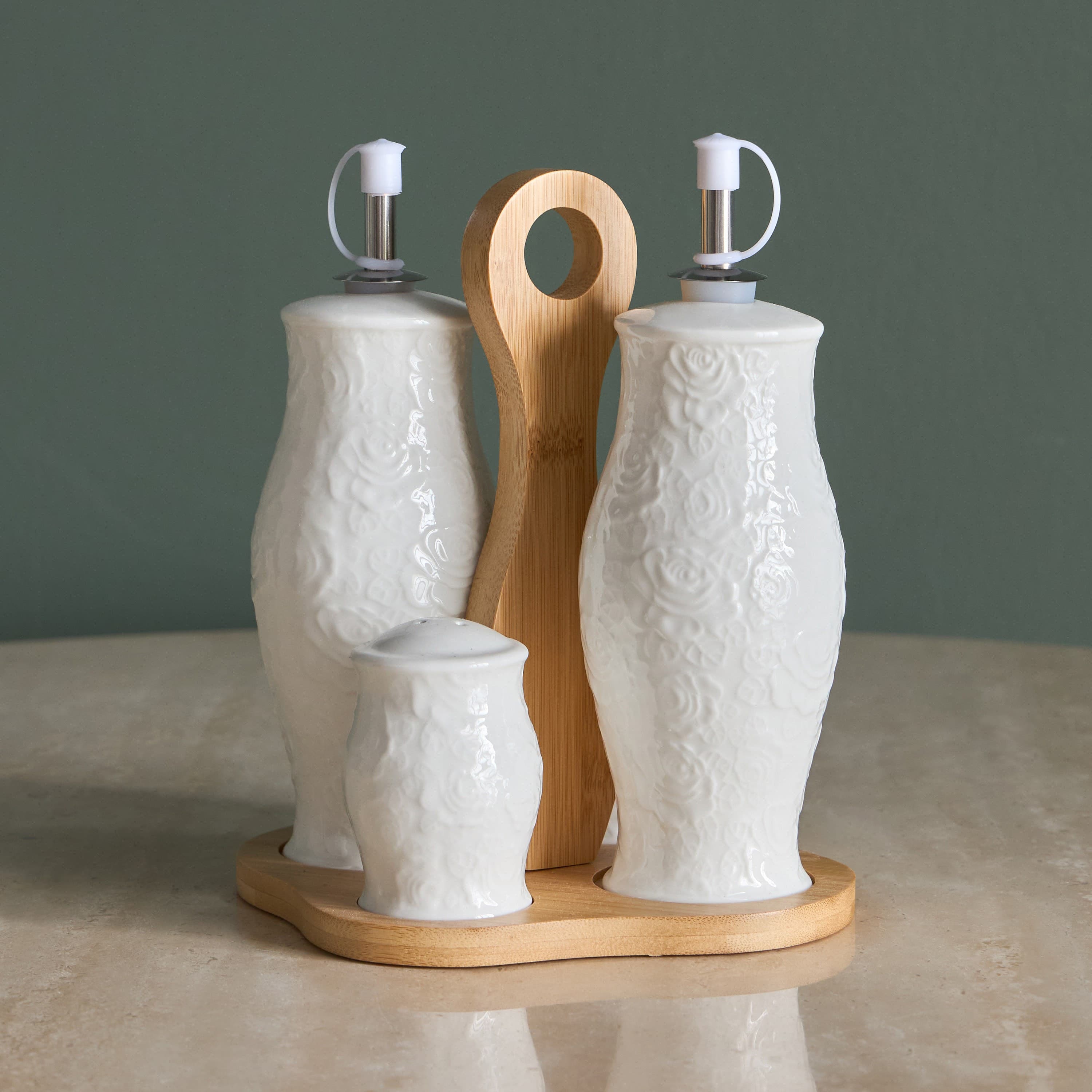 Arras 5-Piece Cruet Set Oil and Vinegar