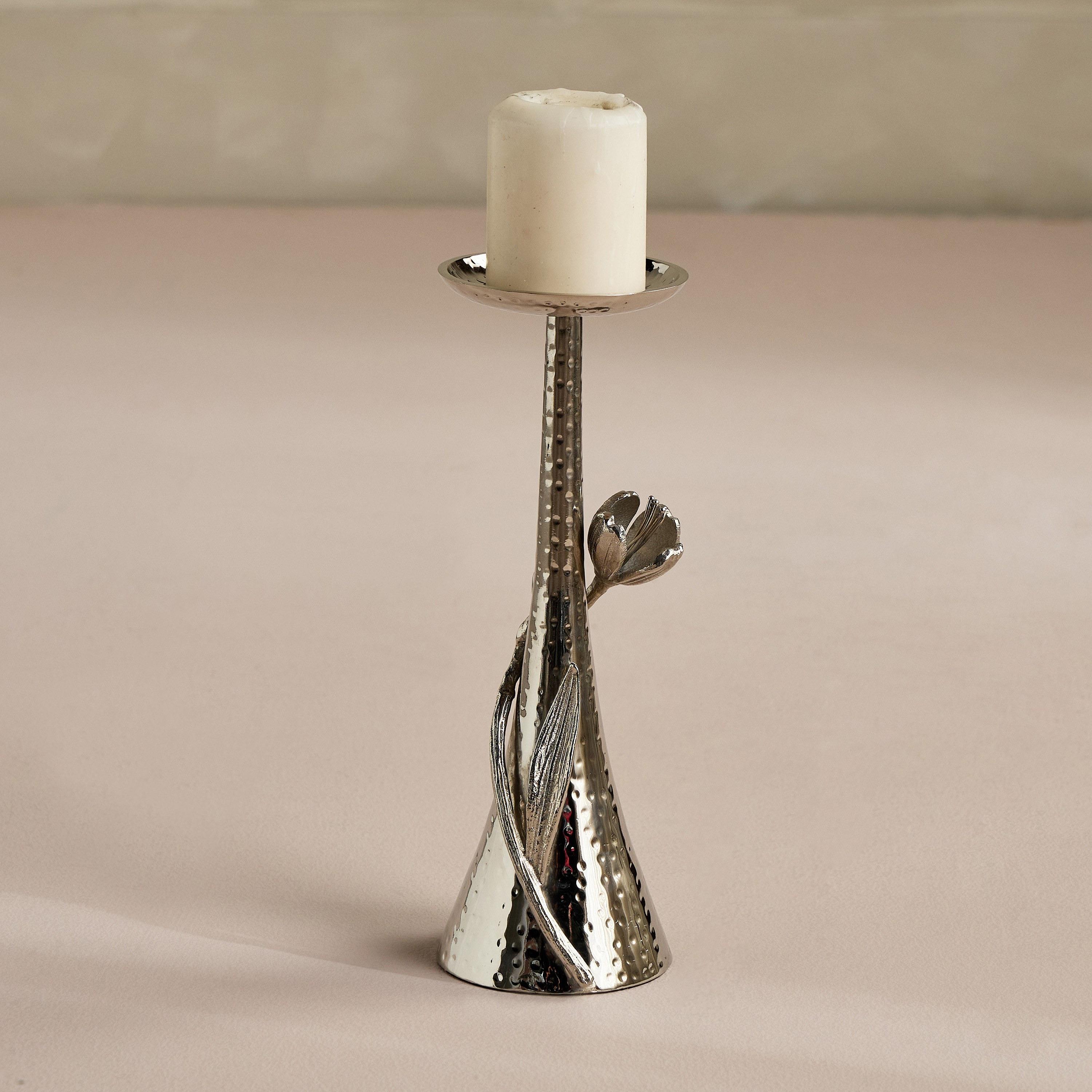 Tulip Metal Pillar Candleholder - 30 cm Home Decor