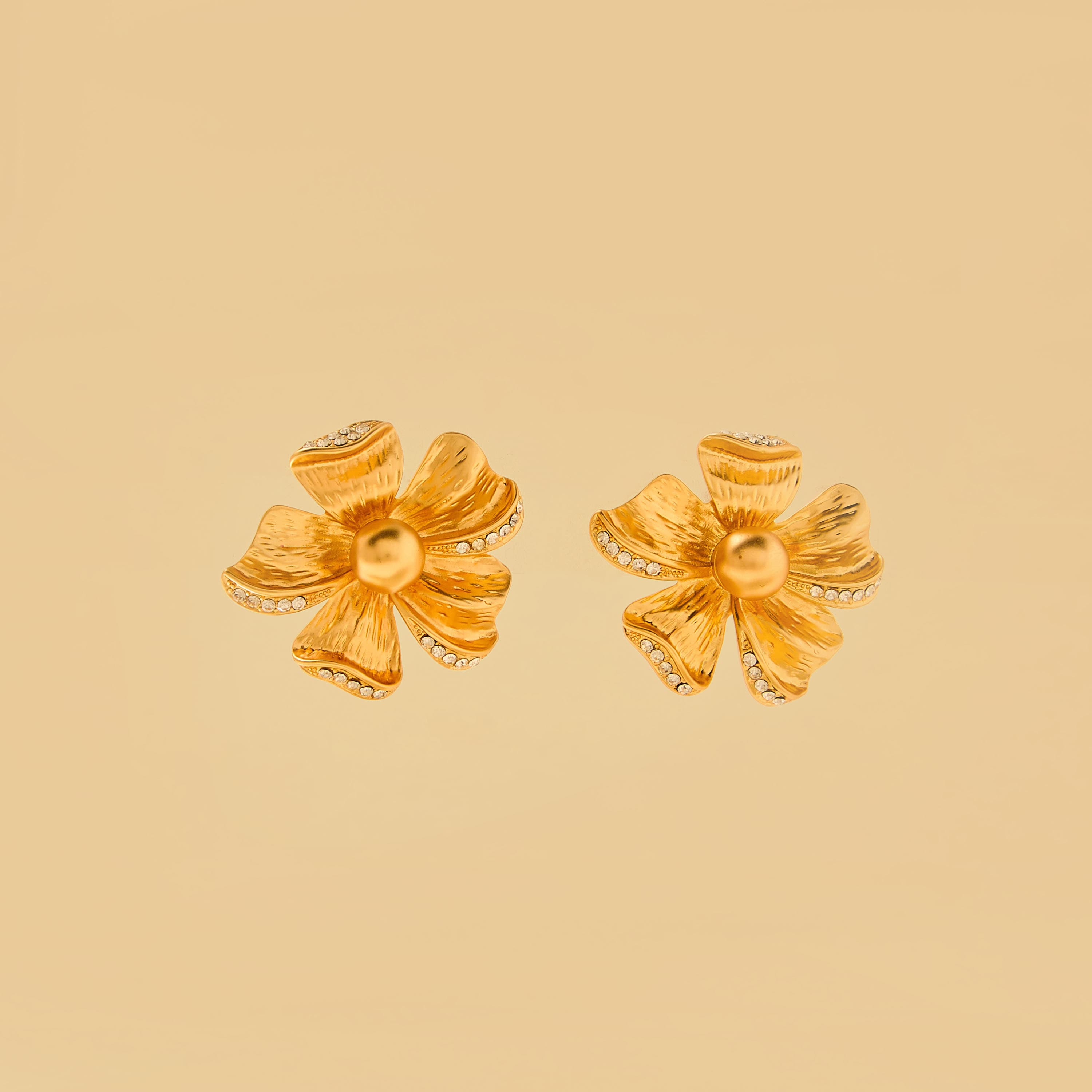 Floral Shaped Stud Earrings with Pushback Closure