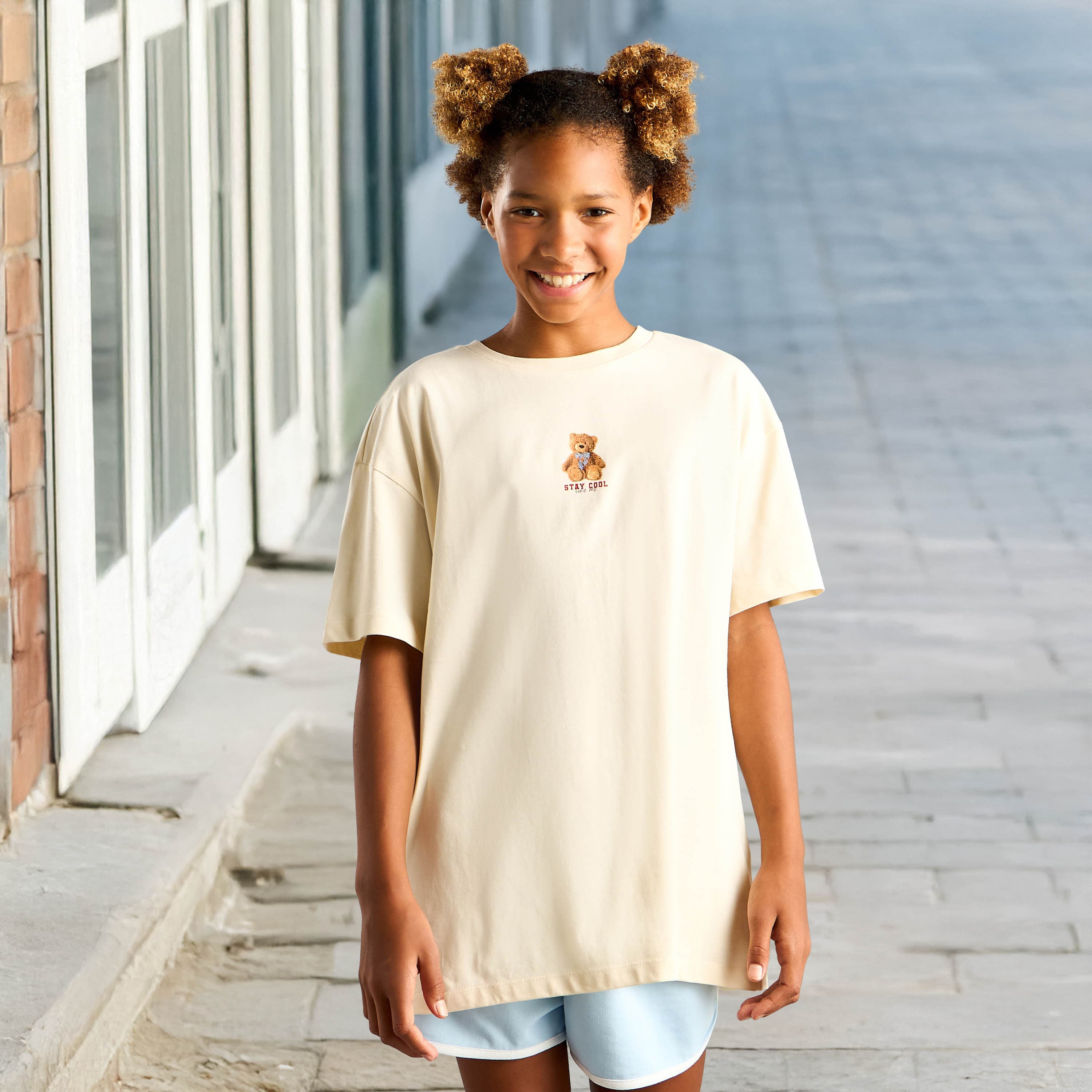 Teddy Print Oversized T-shirt