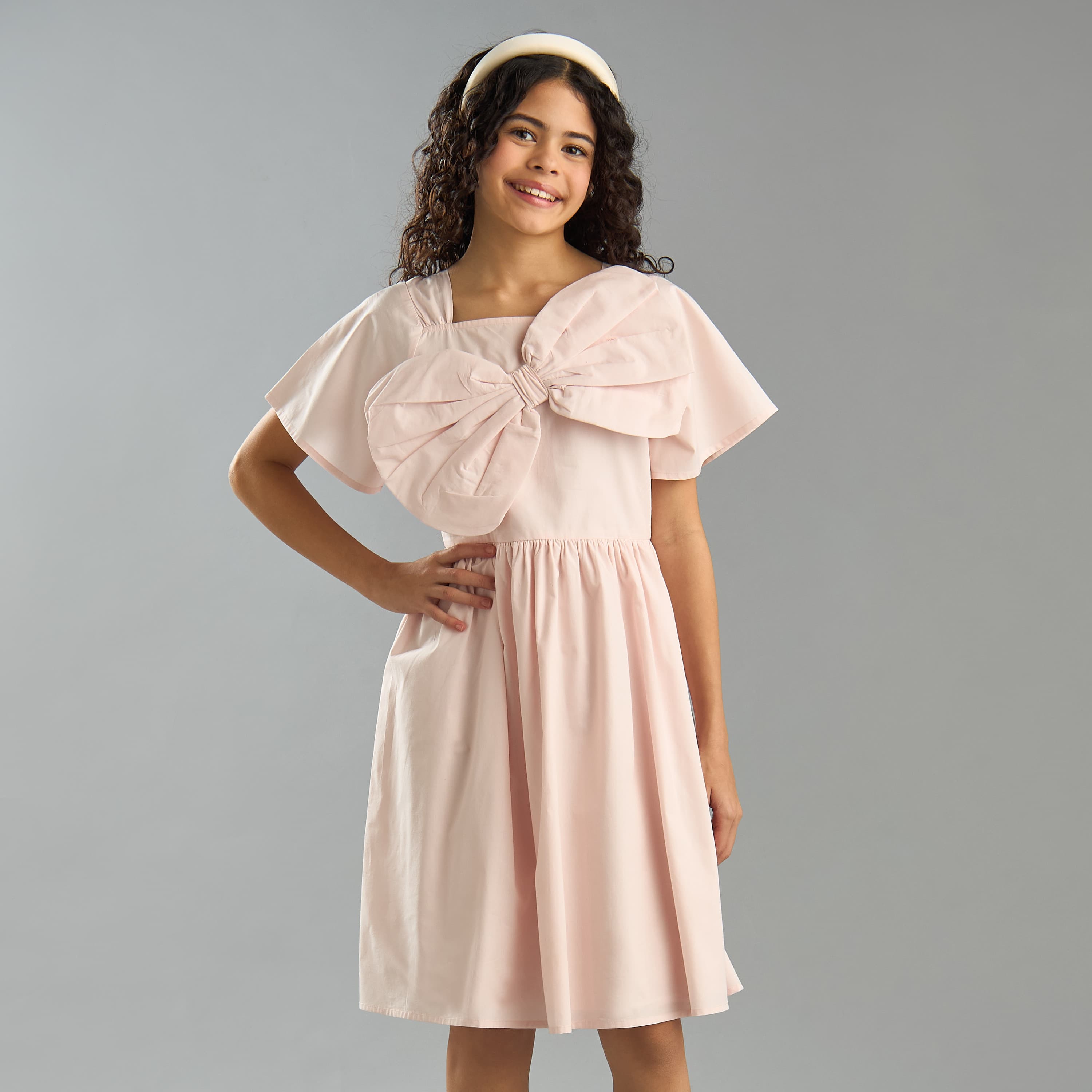 Bow Detail Poplin Cotton Dress Girls (8-16 Years)