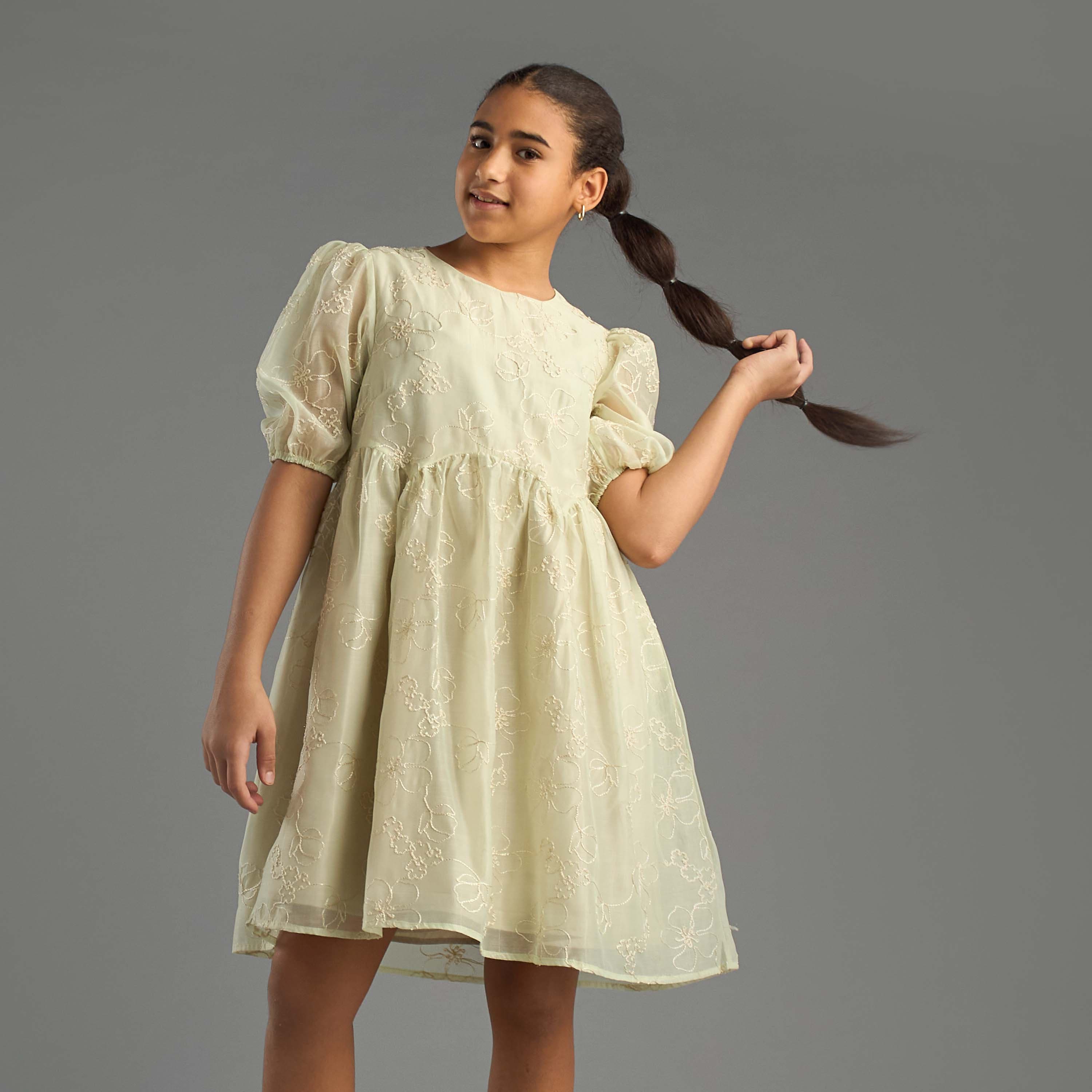 Floral Embroidered Lurex Dress Girls (8-16 Years)