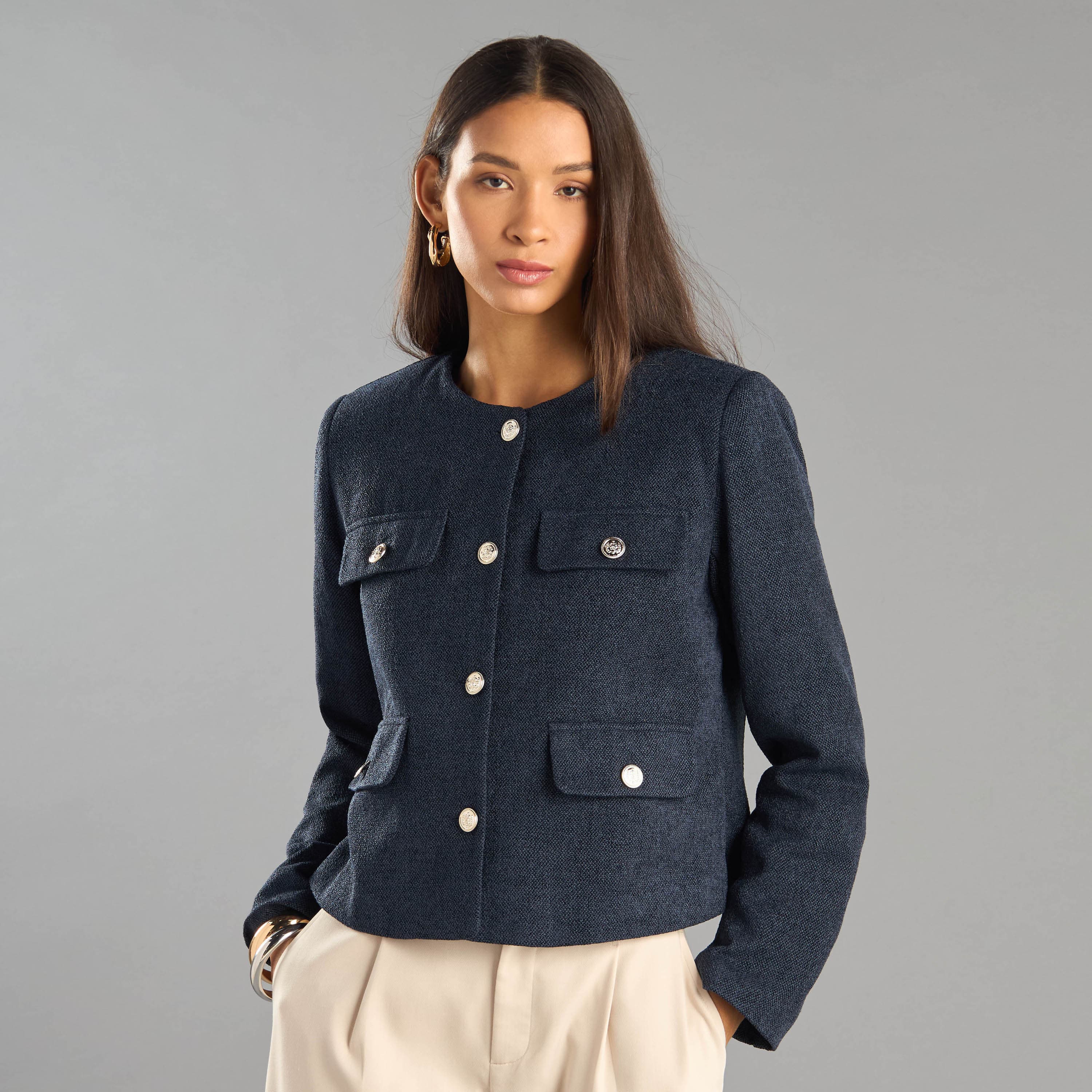 Textured Tweed Crop Jacket
