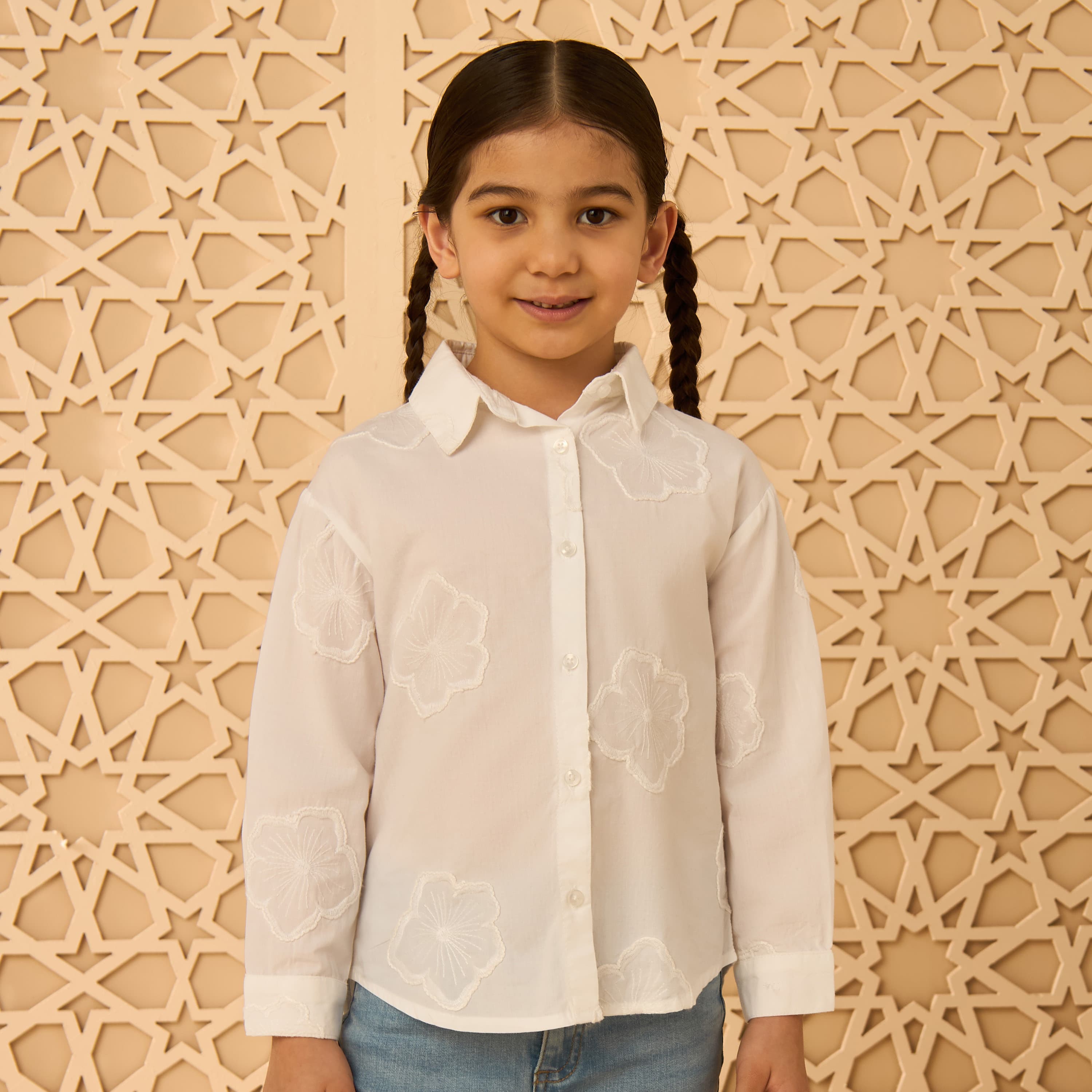 Floral Embroidered Cotton Shirt