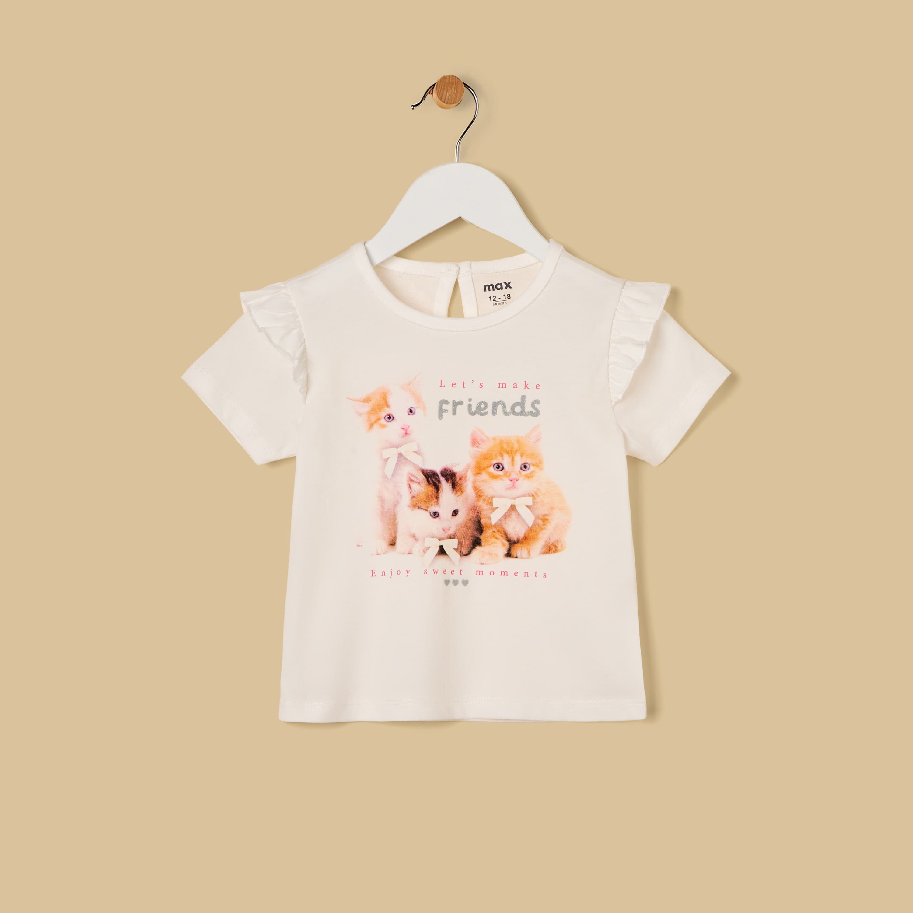 Cat Print Top with Ruffles