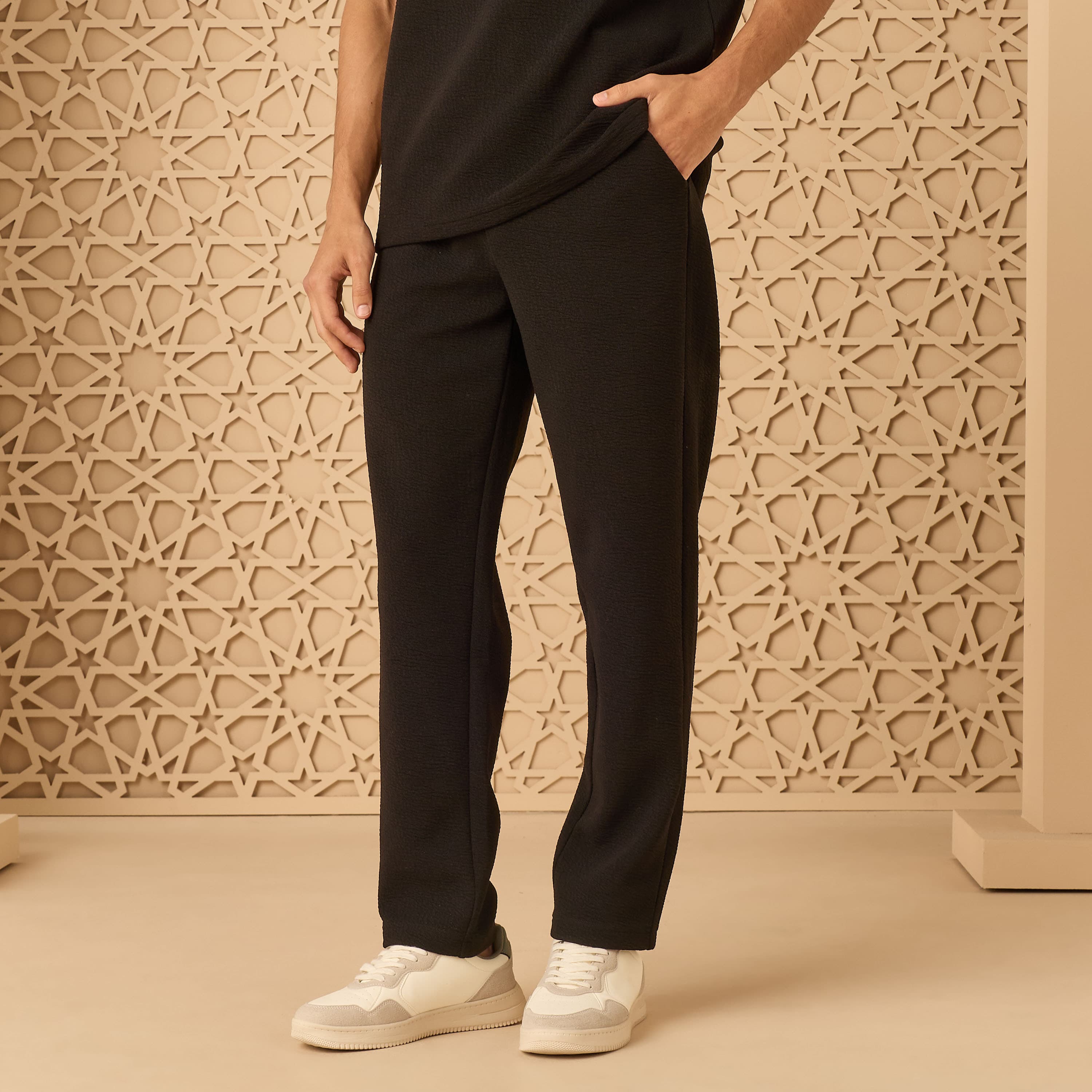 Textured Pull-On Pants Clothing
