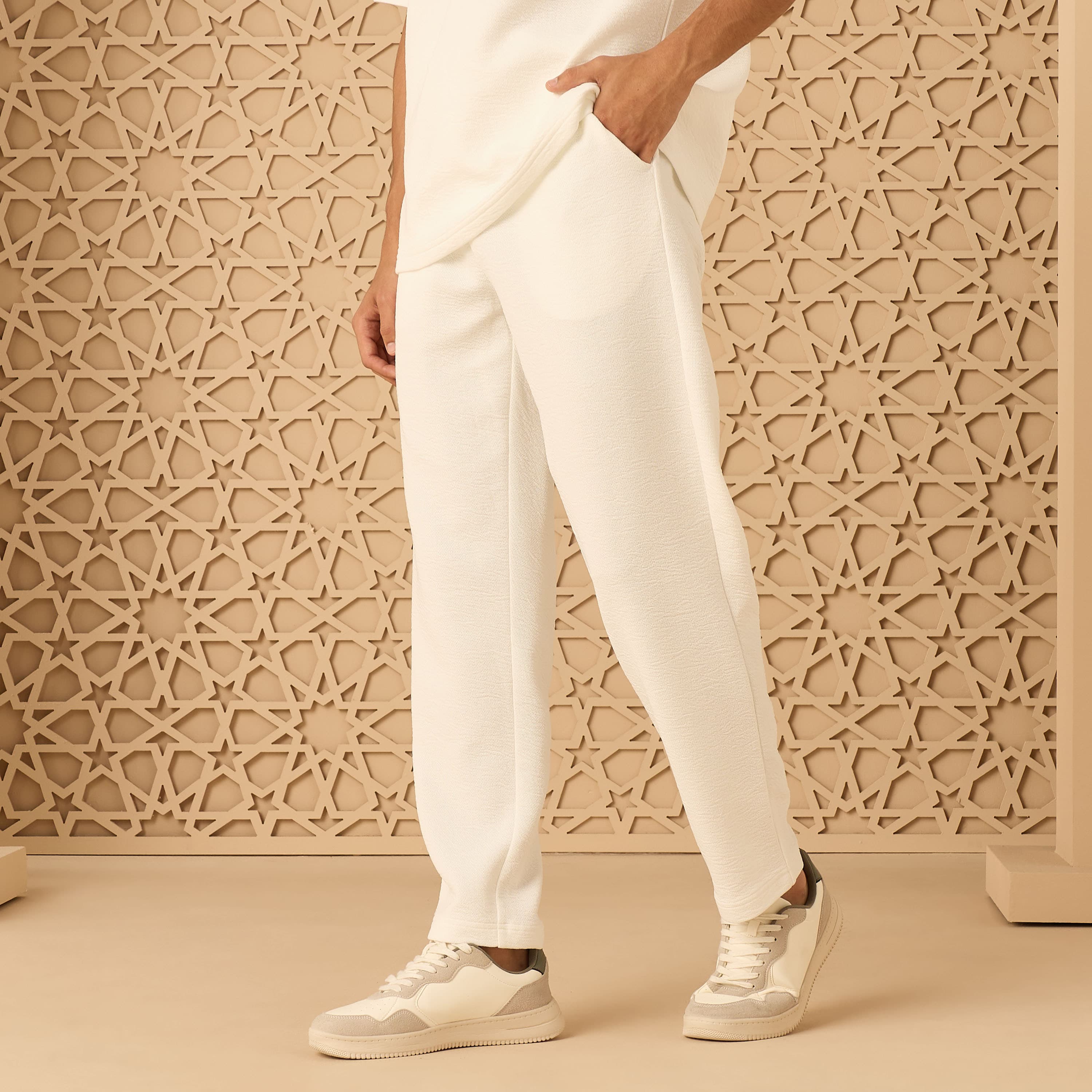 Textured Pull-On Pants Clothing
