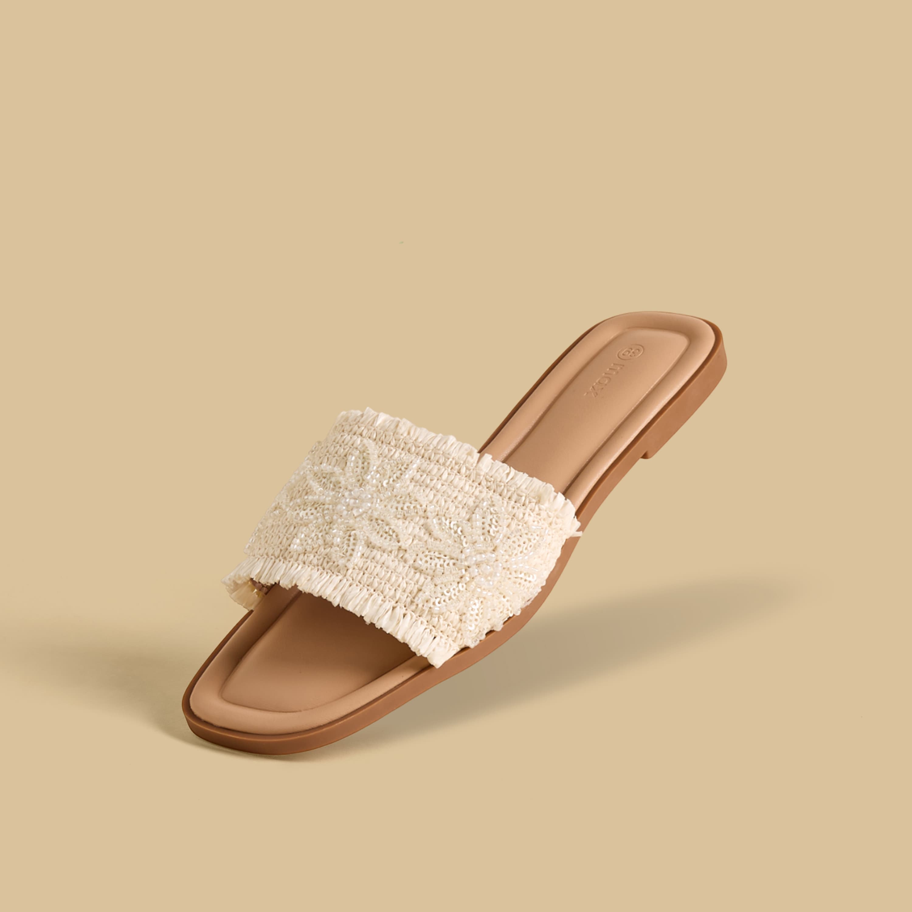 Floral Sequinned Slide Sandals Shoes