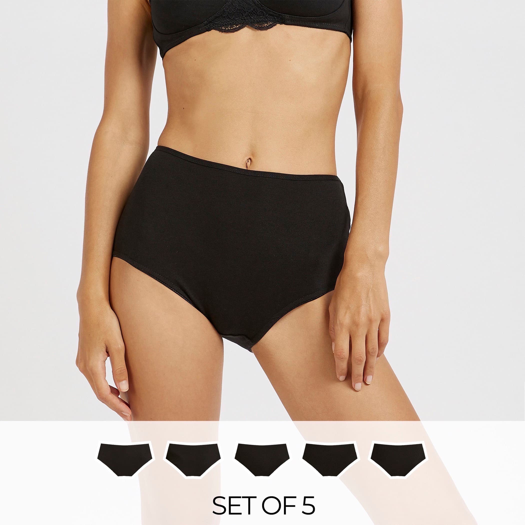 Pack of 5 - Full Briefs with Elasticised Waistband
