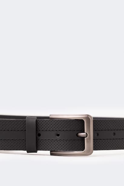 Man Rectangle Clasp Leather Jean Belt (٣)