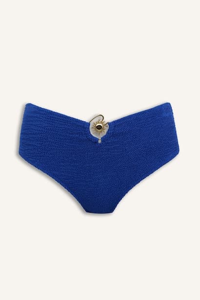 Regular Fit Crinkle Fabric Navy Bikini Bottom Woman Beach Wear (٤)