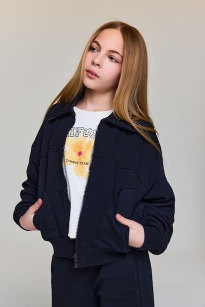 Girl Zip-Up Cardigan