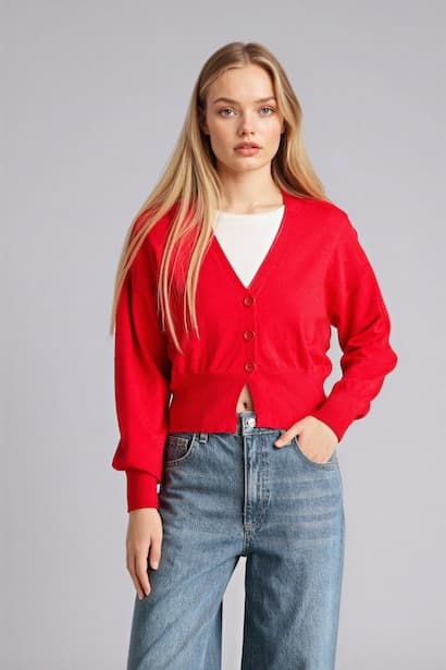 Oversize Fit V-Neck Cardigan (3)