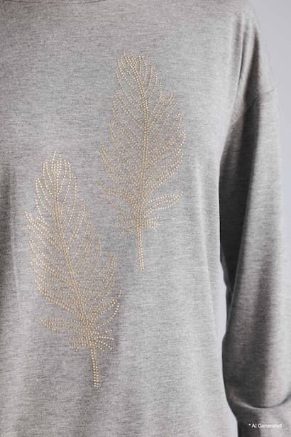 Relax Fit Crew Neck Stone Print T-Shirt Modest (4)