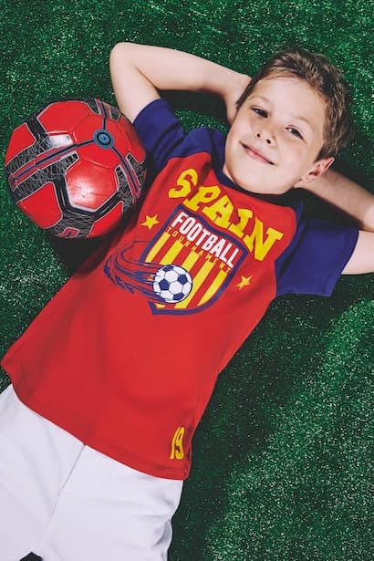 Boy New Regular Fit Spain Print Red T-Shirt