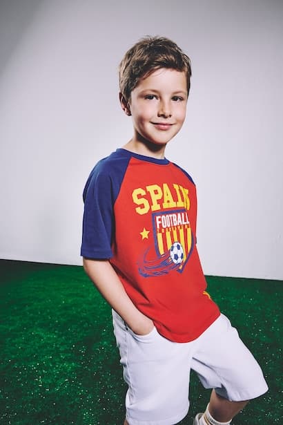 Boy New Regular Fit Spain Print Red T-Shirt (3)
