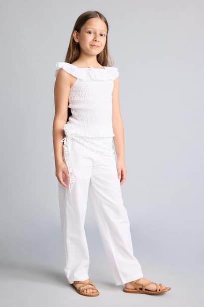 Girl Barrel Fit White Poplin Trousers (3)