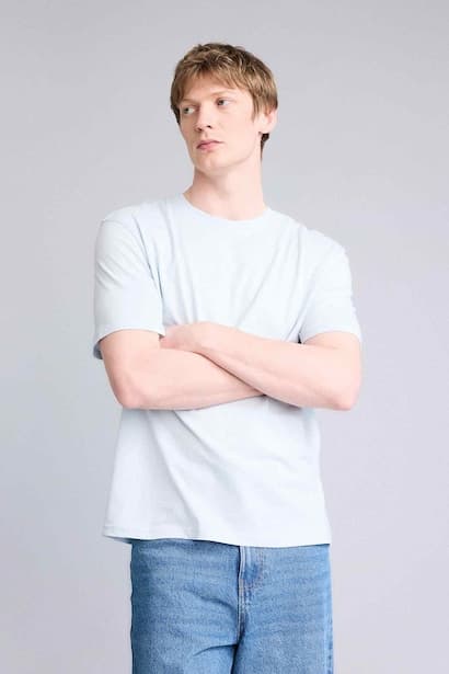 Regular Fit Crew Neck 100% Cotton Short Sleeve T-Shirt (٣)