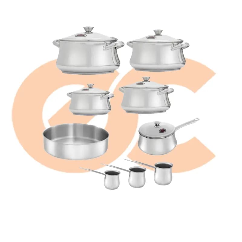 Zahran Stainless Steel Classic Cooking Set Stewpots 18,20,26,30+Sauce Pan16+Round Oven Tray22+3Coffee Pot 6221064008816