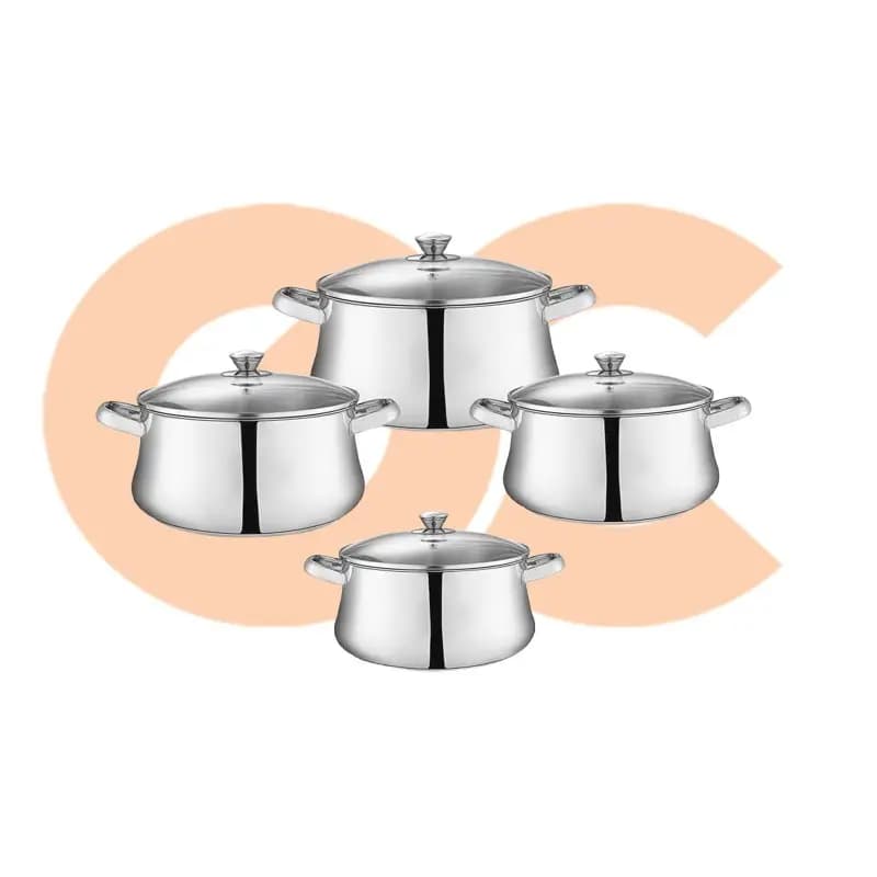 Zahran Essential Stainless Steel Stewpot Set With Glass Lid – Size 18,20,24,28 6221064018464