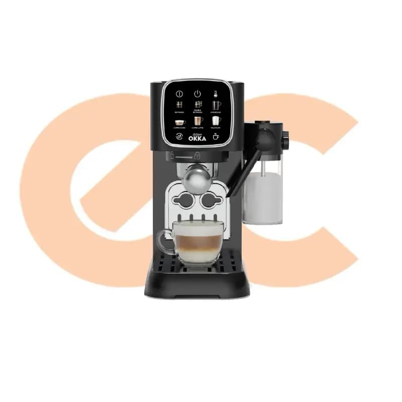 OKkA Espresso Machine 15 Bar Touch Control Black & Silver Semi-Automatic OK0032 Solo M 8693184917718