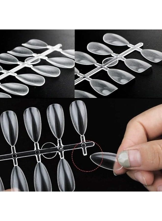 PRESS ON NAILS mirror effect -24 pcs /10 SIZE Medium Long -False Nails, Perfect For Parties, Comes With1 SHEET transparent (2)