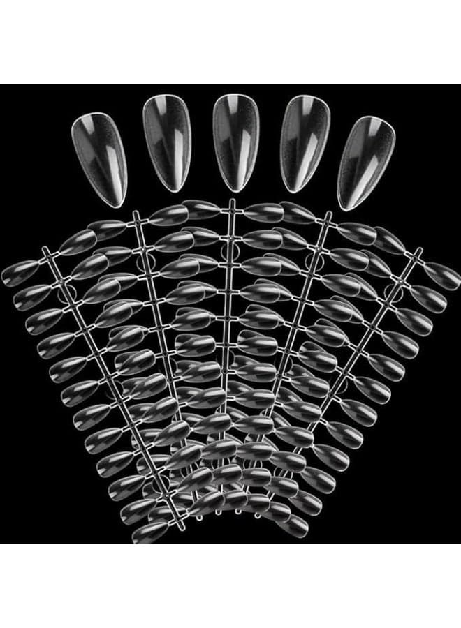 PRESS ON NAILS mirror effect -24 pcs /10 SIZE Medium Long -False Nails, Perfect For Parties, Comes With1 SHEET transparent (٢)