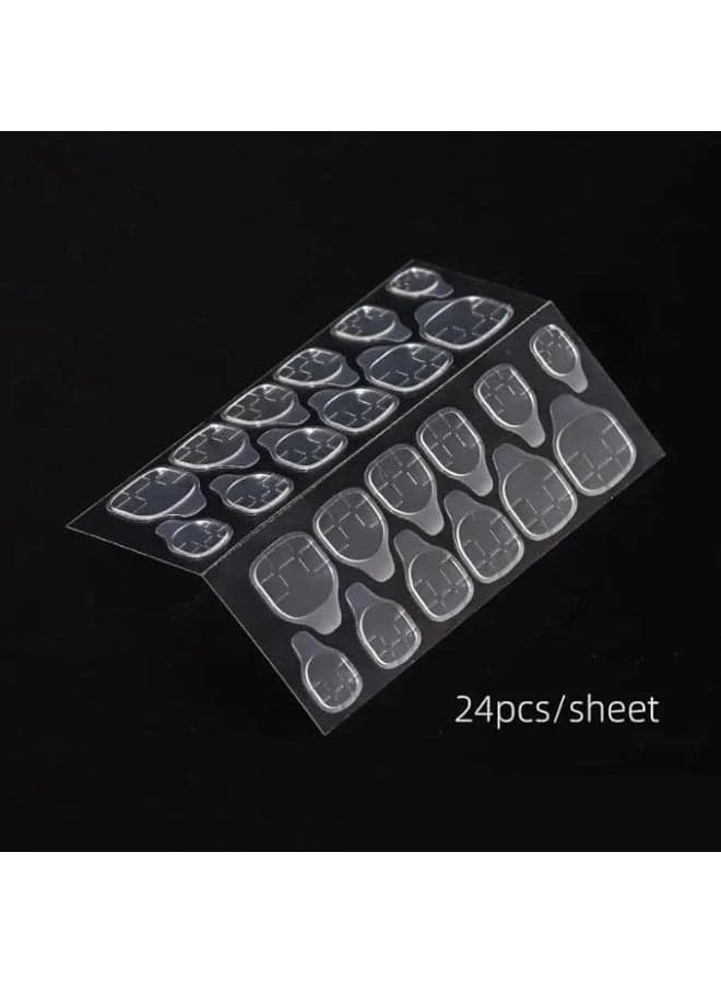 Double face silicone nail adhesive, 24 pieces, Press On False Nails (٣)