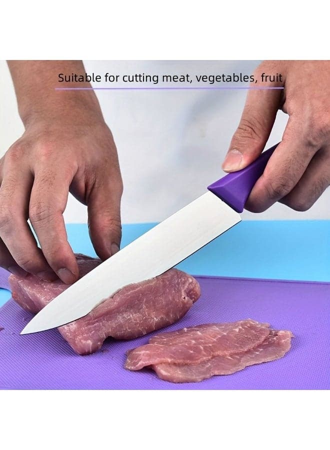 Plastic cutting board with a 5-piece kitchen knife set in various sizes, and a cutting scissors with a cutting board; plastic cutting board travel essentials (٣)