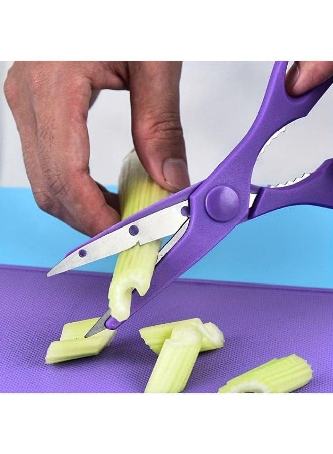 Plastic cutting board with a 5-piece kitchen knife set in various sizes, and a cutting scissors with a cutting board; plastic cutting board travel essentials (٧)