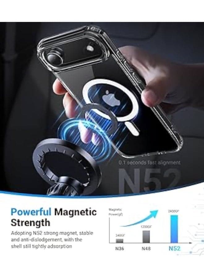 iPhone 17 Air Transparent Case, Slim Anti-Yellowing, Compatible with MagSafe, Military Protection Shockproof Hard PC + TPU, Anti-Scratch, Raised Edges, Support Wireless Charging Cases & Covers (٥)