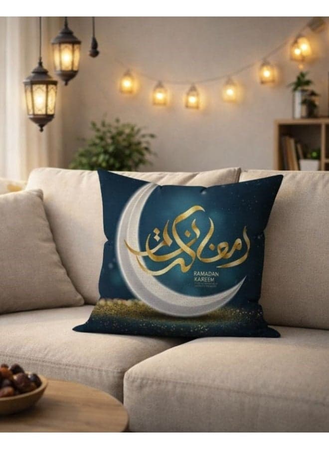 Ramadan cushion cover teal 45*45 cm, pack of one