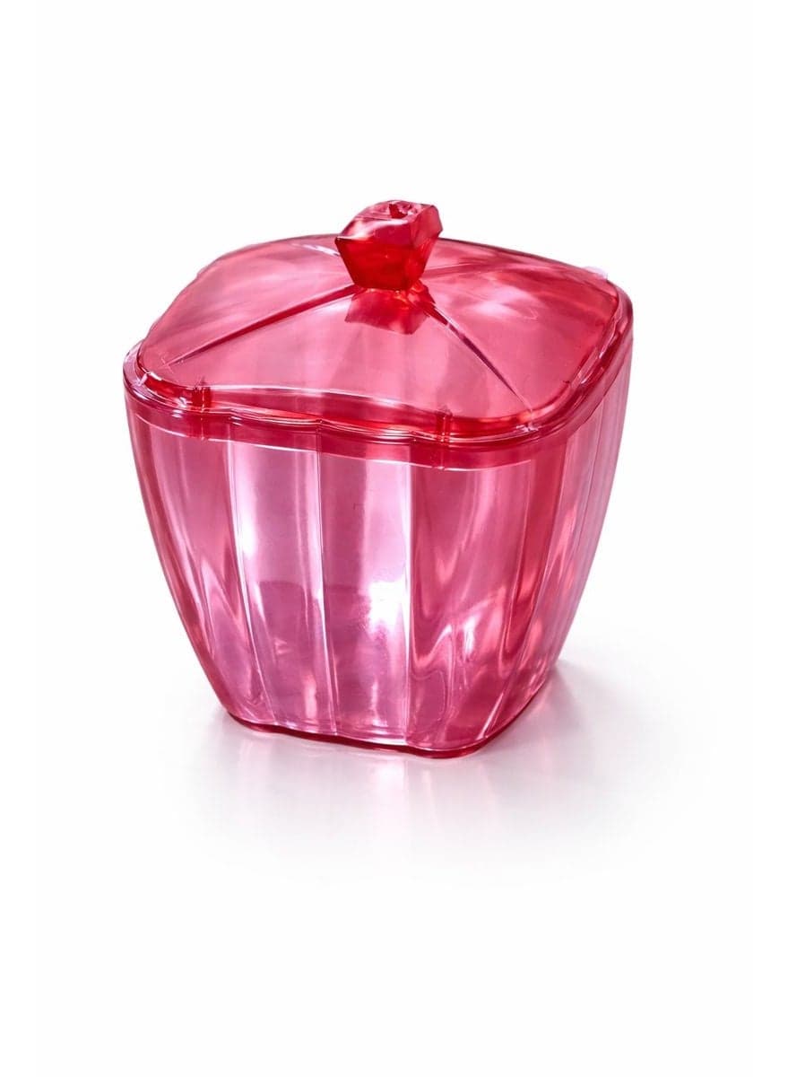 Acrylic Crystal-Look Sugar Bowl & Candy Jar - Multipurpose Serving Container with Lid & Diamond Knob for Sweets, Nuts & Spices - Ruby Red Platters