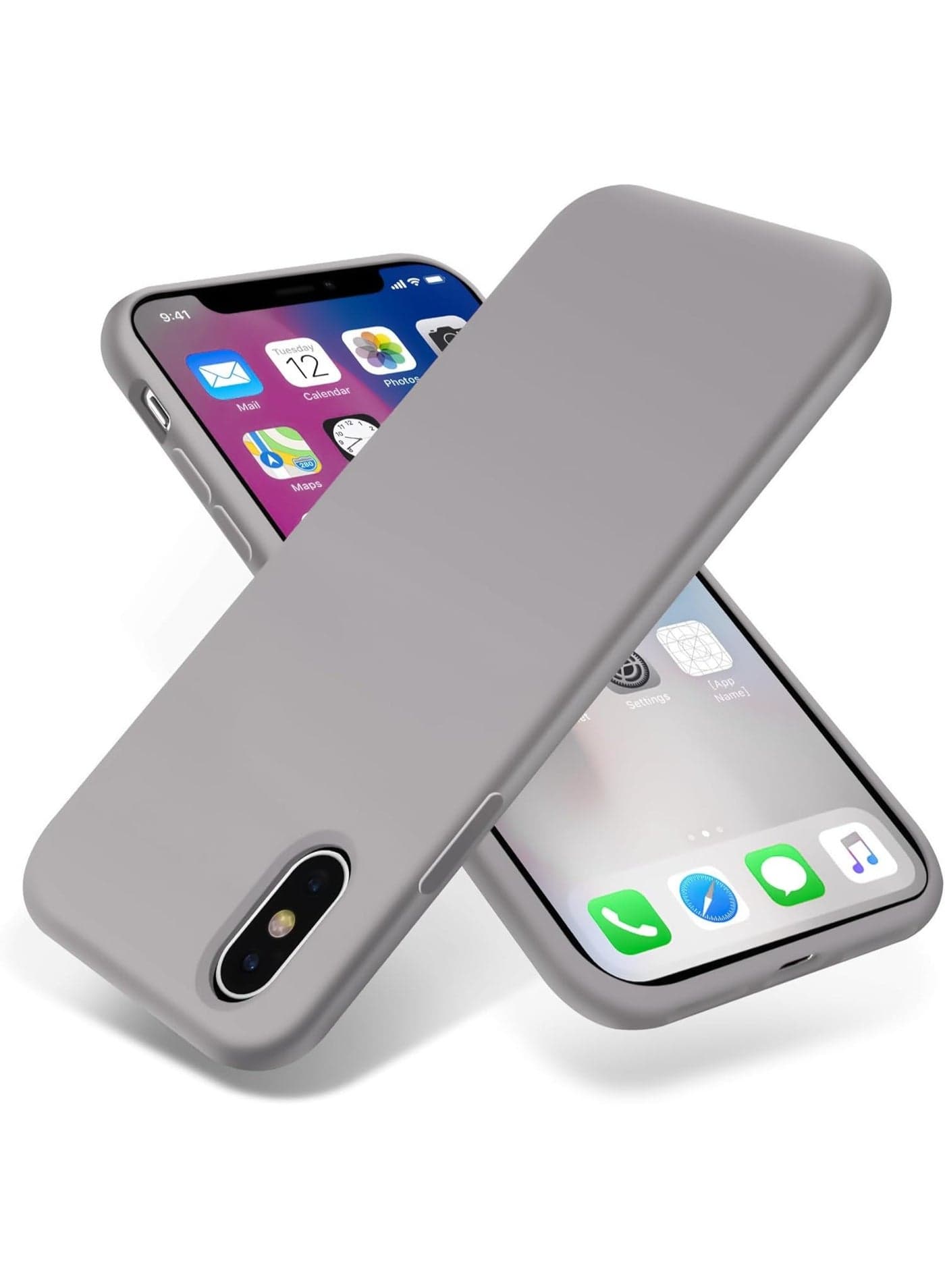 Compatible with iPhone X/iphone XS Case, Liquid Silicone Case, Full Body Protective Cover, Shockproof, Slim Phone Case, Anti-Scratch Soft Microfiber Lining (A.Stone)