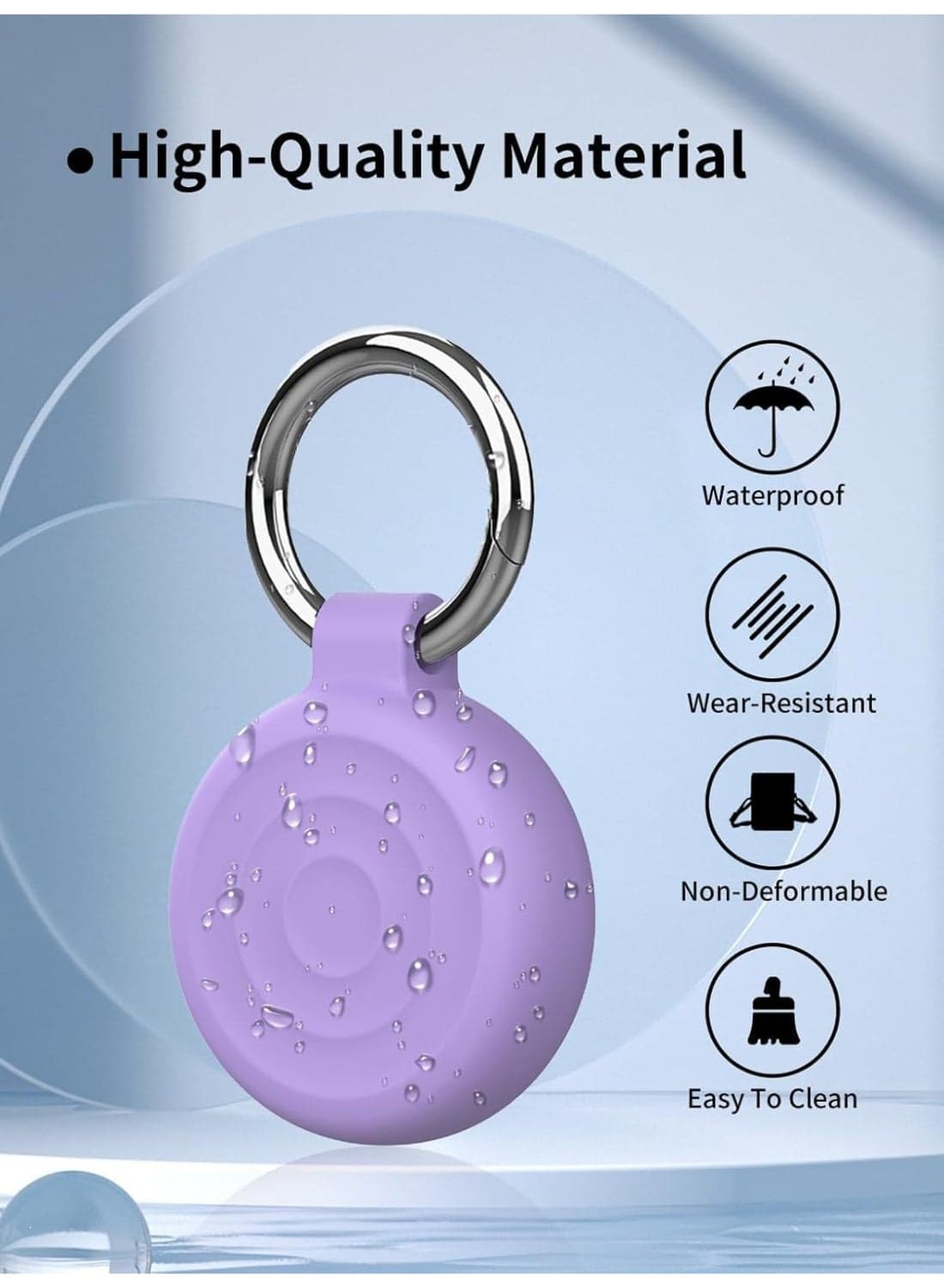 Protective Case Compatible with AirTags, Waterproof TPU Holder Case, Shockproof Anti-Scratch Cover with Keyring and Metal Catabiner, Tag Holder Protective Cover for Kids, Key, Bag, Luggage (Purple D Fitness Tracker Cases (٣)