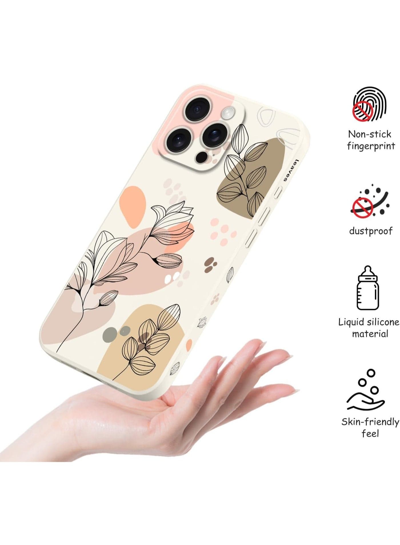 iPhone 11 Pro max Case Scratch Resistant Soft Slim Fit Floral for iPhone 11 Pro max cover - Morandi White (٤)