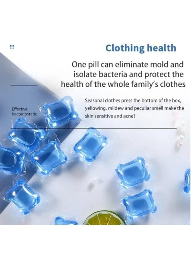 6-in-1 concentrated washing capsules clean deeply, remove bacteria and odors up to 99.9%, and leave a fresh cherry blossom scent that lasts up to 72 hours on clothes. Suitable for automatic and semi-automatic washing machines. Washing Powder (٧)