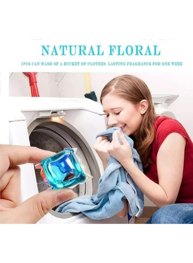6-in-1 concentrated washing capsules clean deeply, remove bacteria and odors up to 99.9%, and leave a fresh cherry blossom scent that lasts up to 72 hours on clothes. Suitable for automatic and semi-automatic washing machines. Washing Powder (٩)