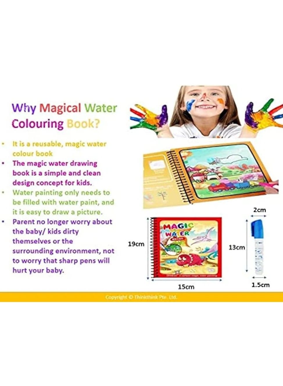 Magic Paint with Water - No Mess or Smudges - Multiple Fun and Educational Drawings - for Boys and Girls (Dinosaurs), Multi Color, 100.0 ml Drawing & Painting Supplies (4)
